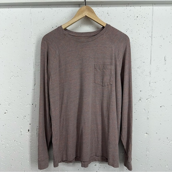01.ALGO Men's Size Large Heather Mauve Long Sleeve Crew Neck T-Shirt - Picture 2 of 12
